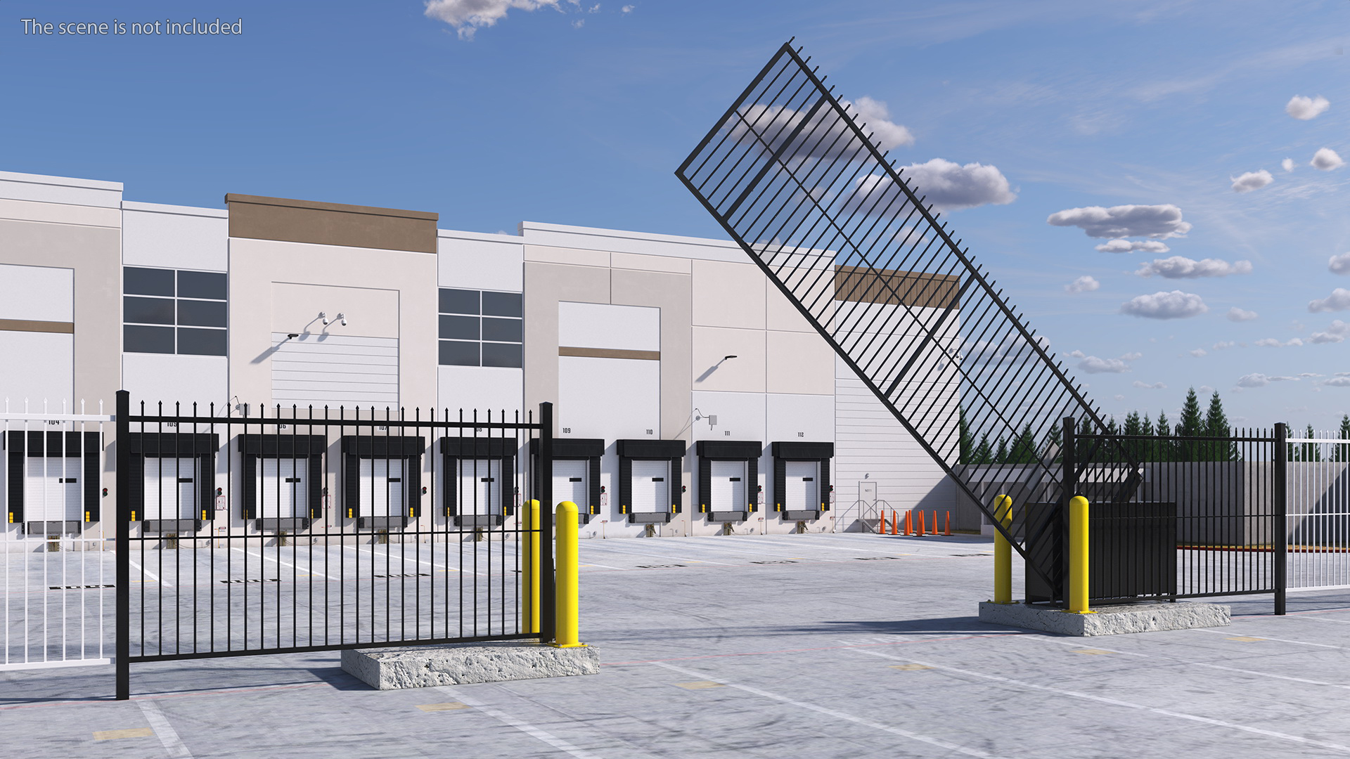 3D Vertical Pivot Gates Black Rigged model