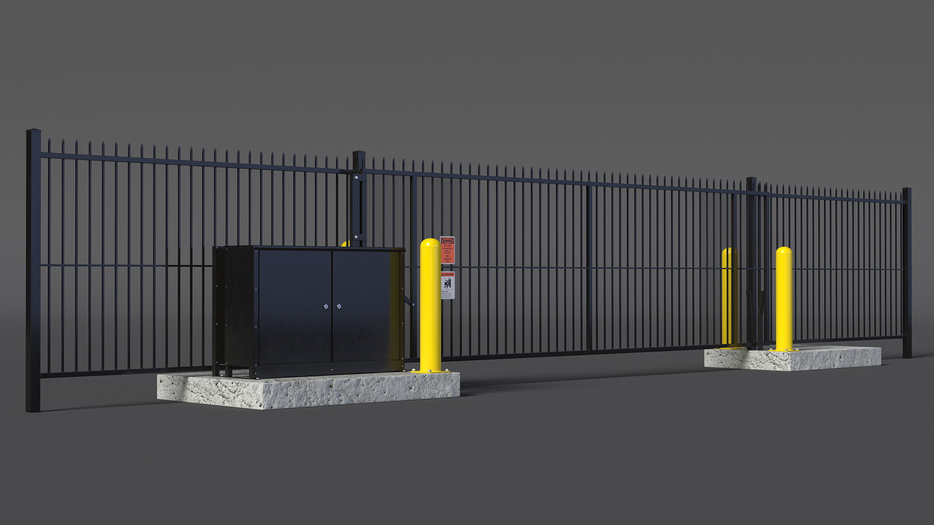 3D Vertical Pivot Gates Black Rigged model