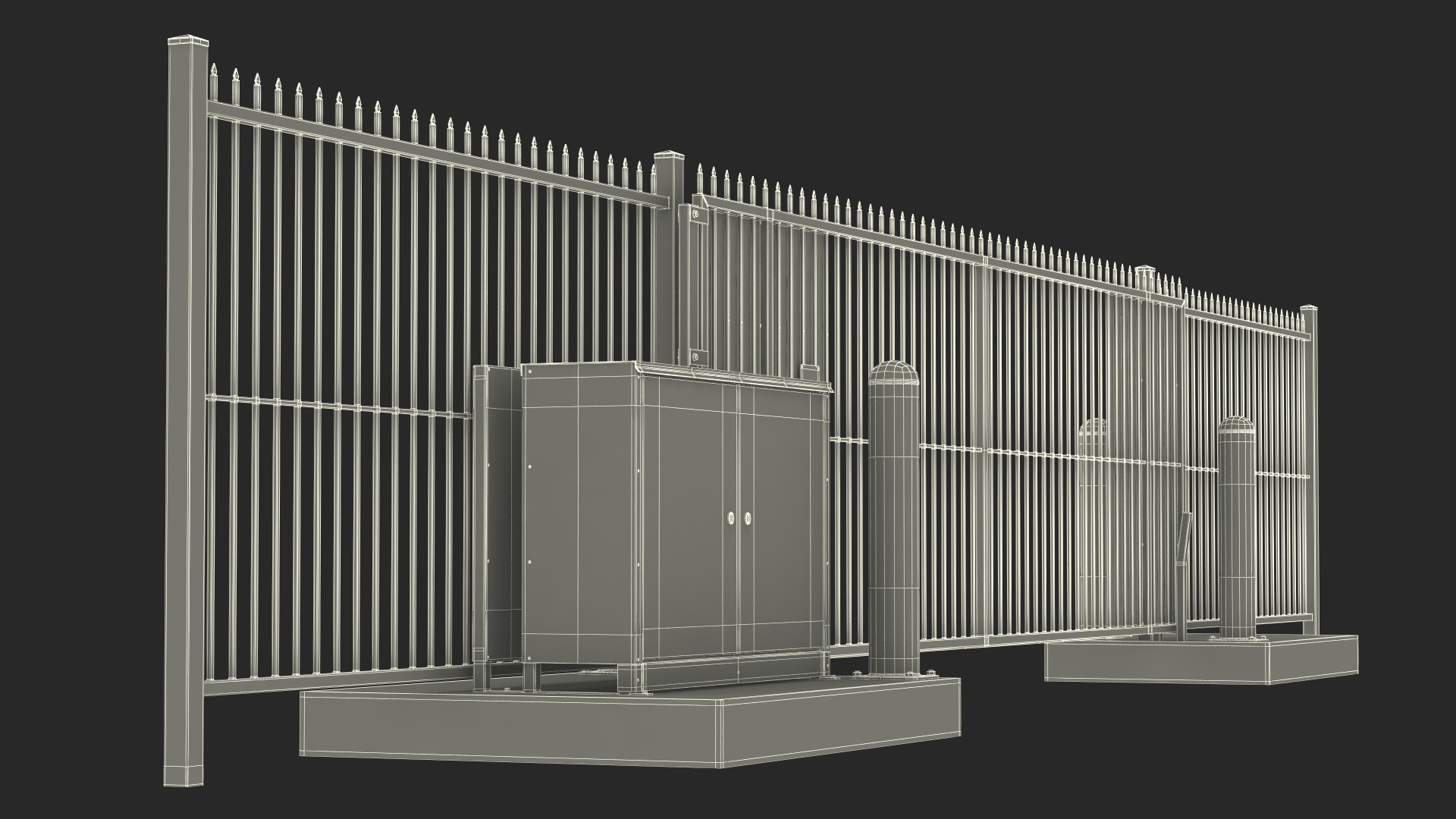 3D Vertical Pivot Gates Black Rigged model