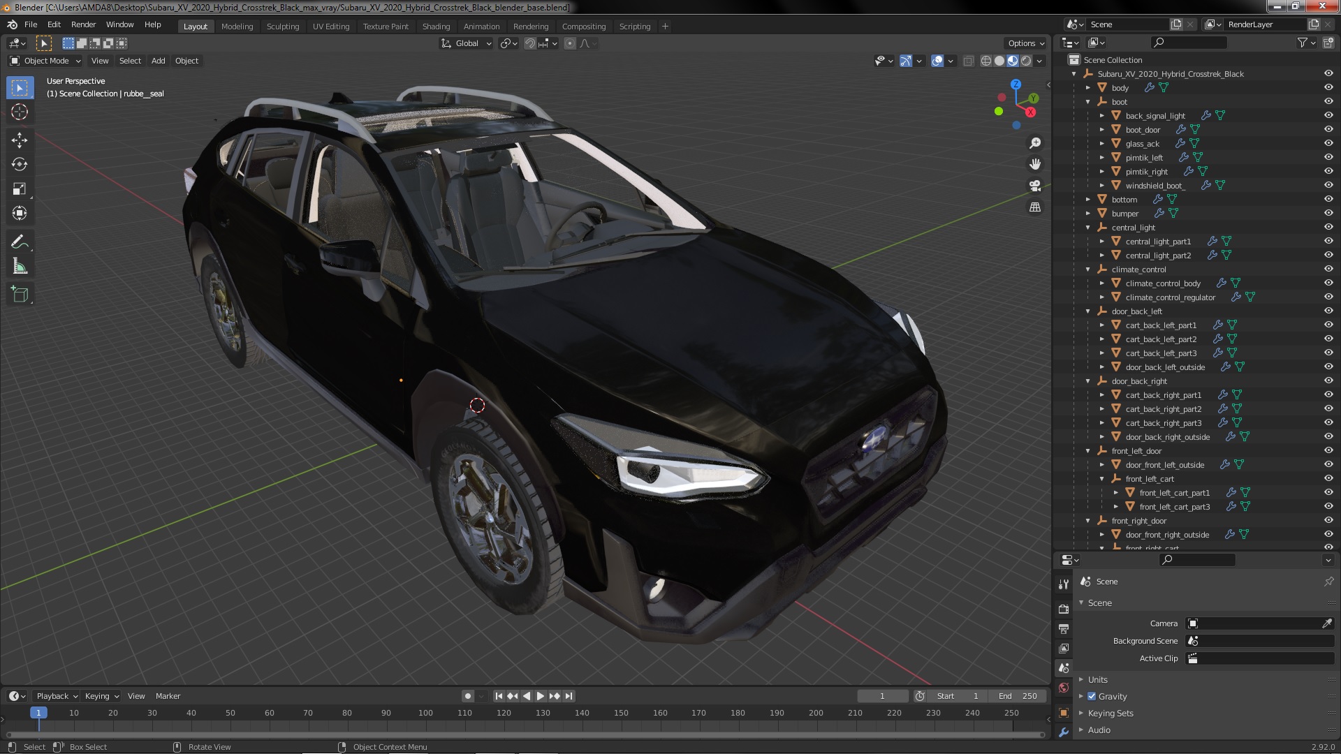 Subaru XV 2020 Hybrid Crosstrek Black 3D