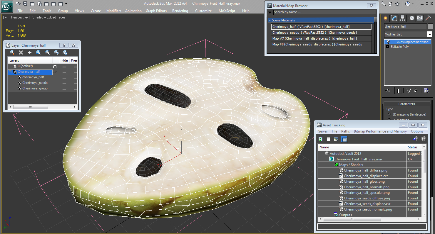 3D model Chirimoya Fruit Half