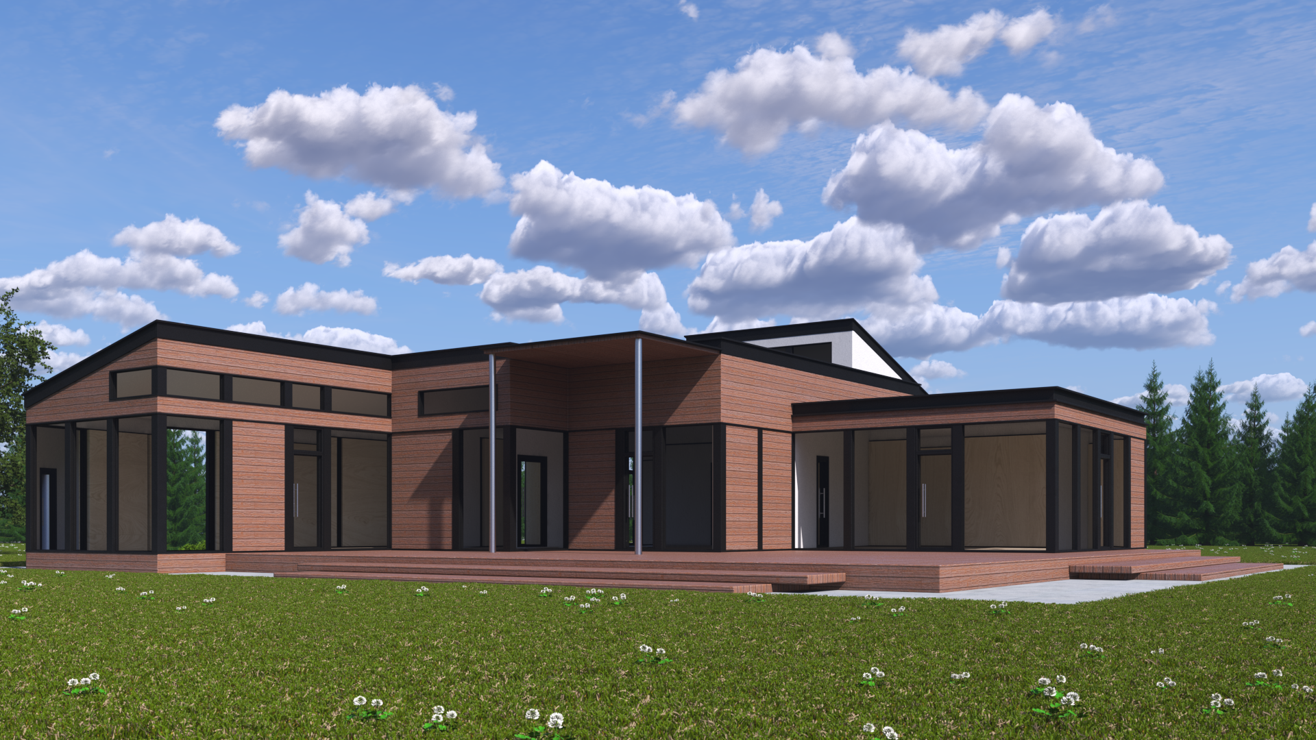 Modern Wooden House with Garage, view 8
