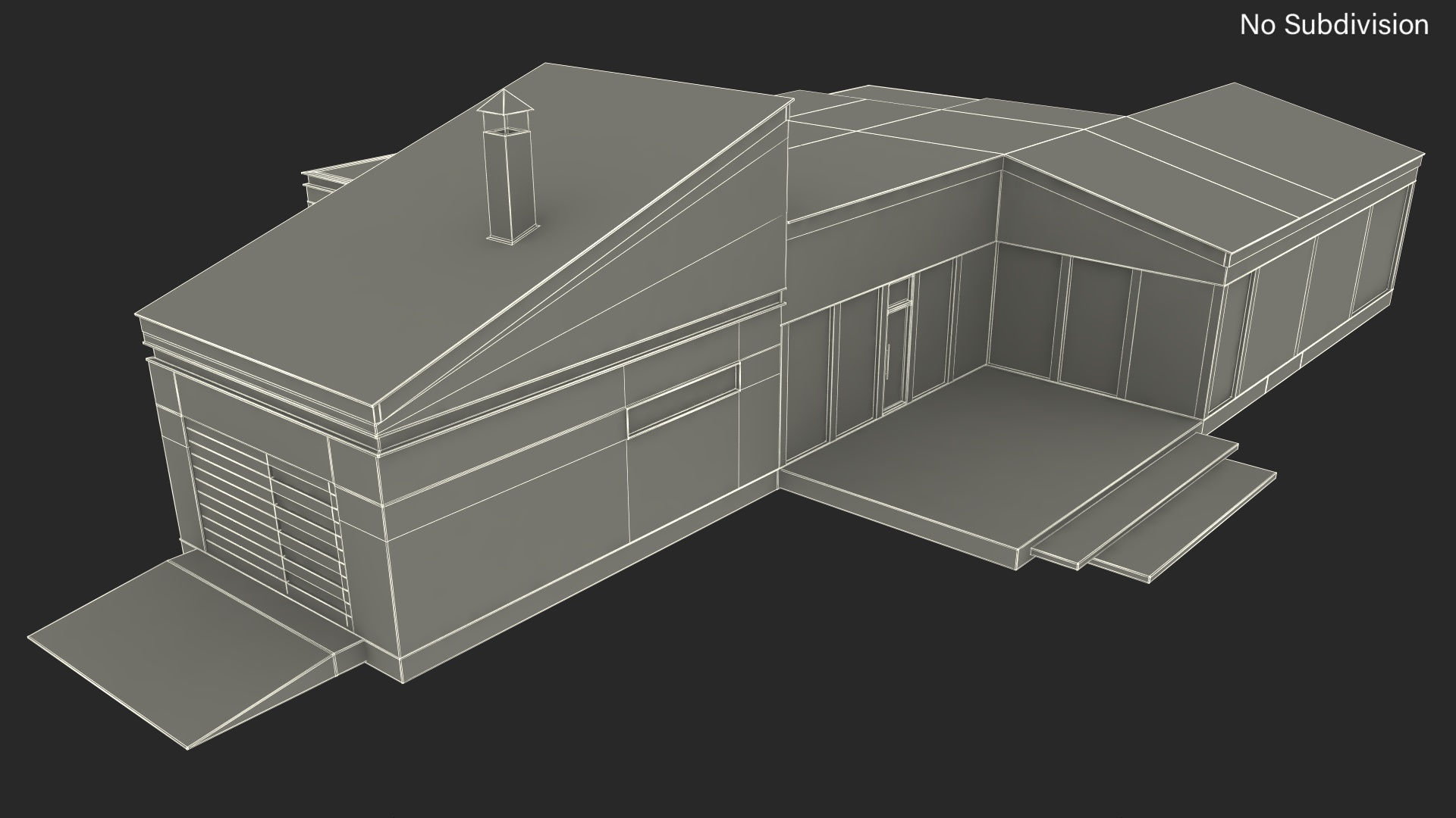 3D Modern Wooden House with Garage
