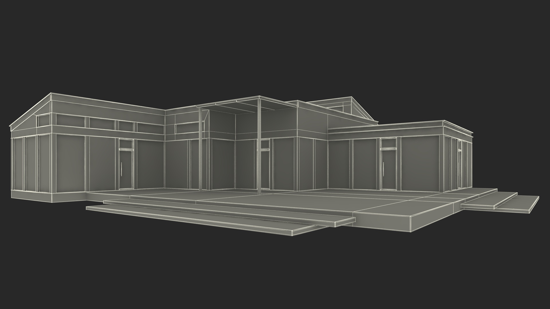 3D Modern Wooden House with Garage