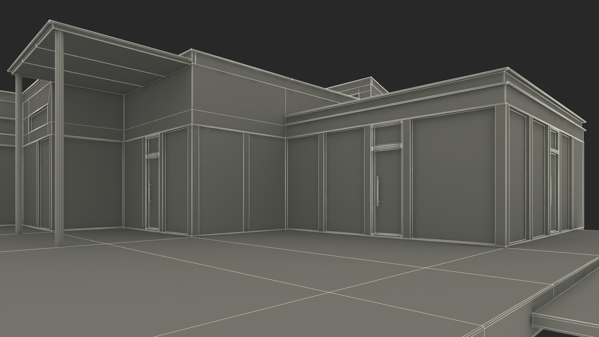 3D Modern Wooden House with Garage