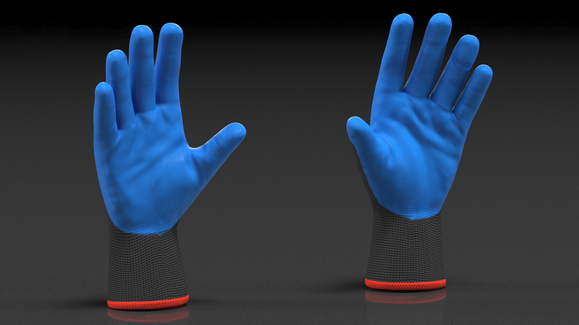3D model Safety Work Gloves Gray Blue Rigged
