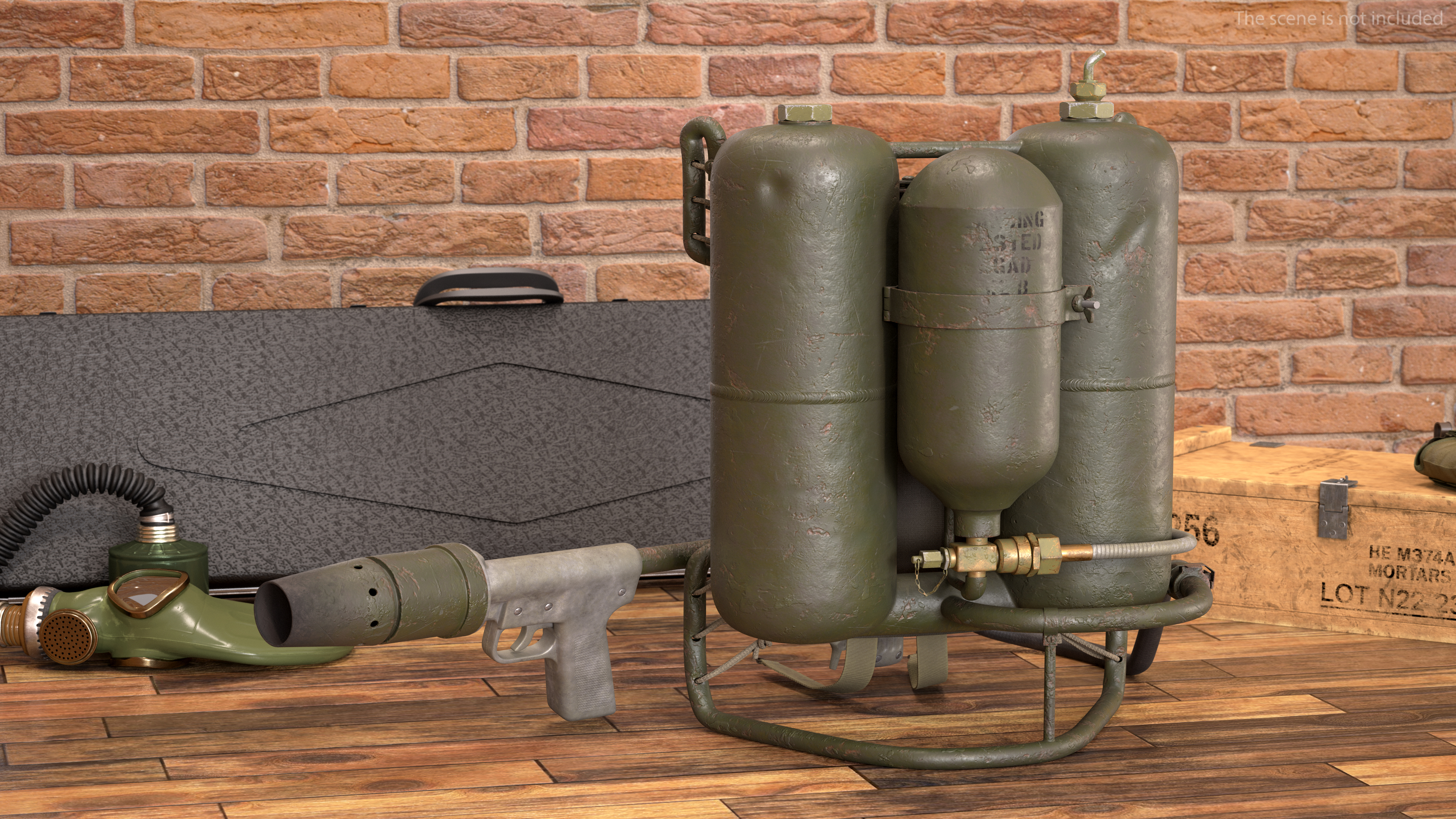 3D M2 Flamethrower Backpack Rigged