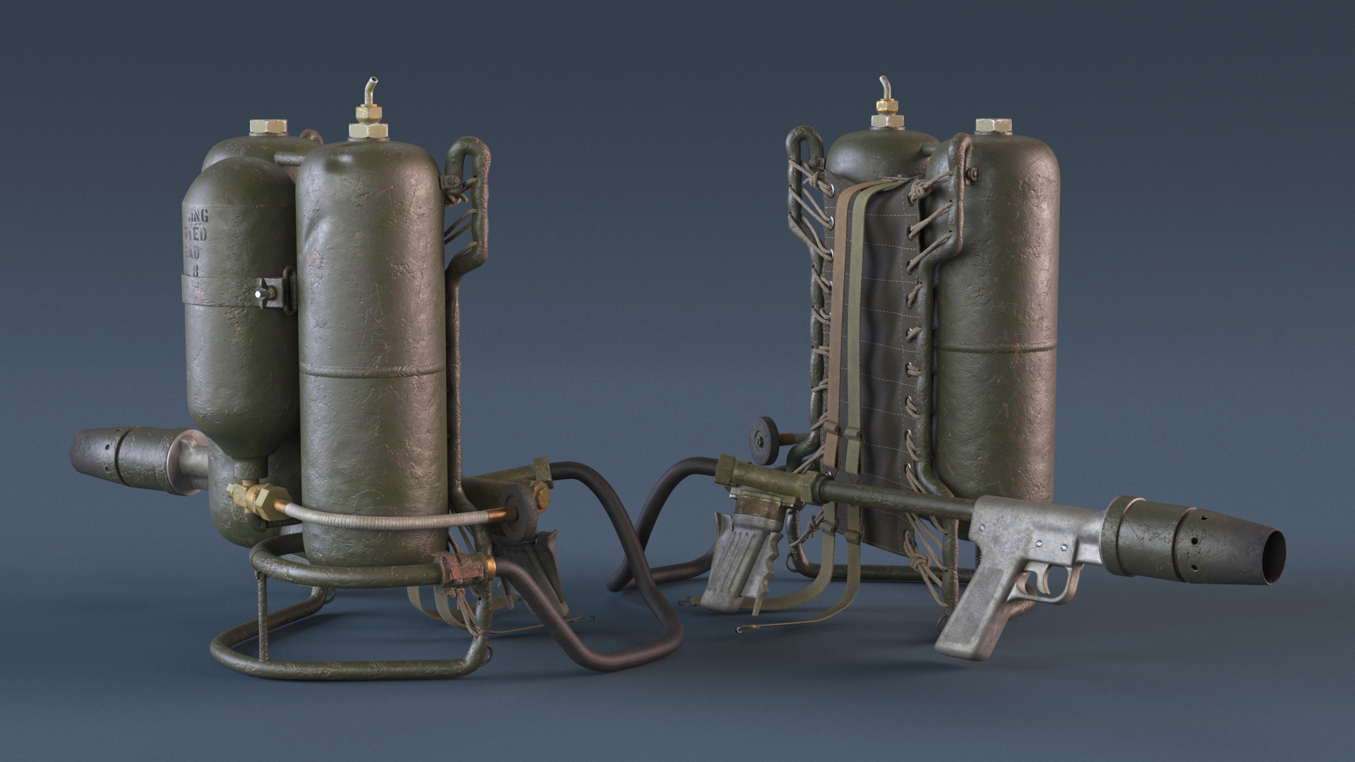 3D M2 Flamethrower Backpack Rigged