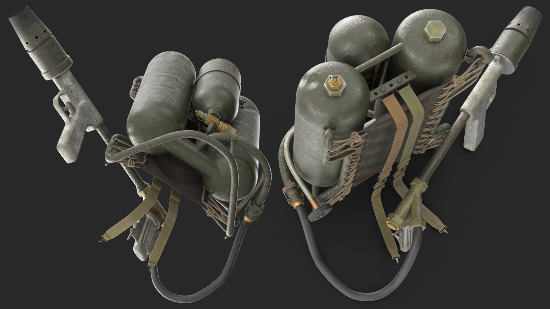 3D M2 Flamethrower Backpack Rigged
