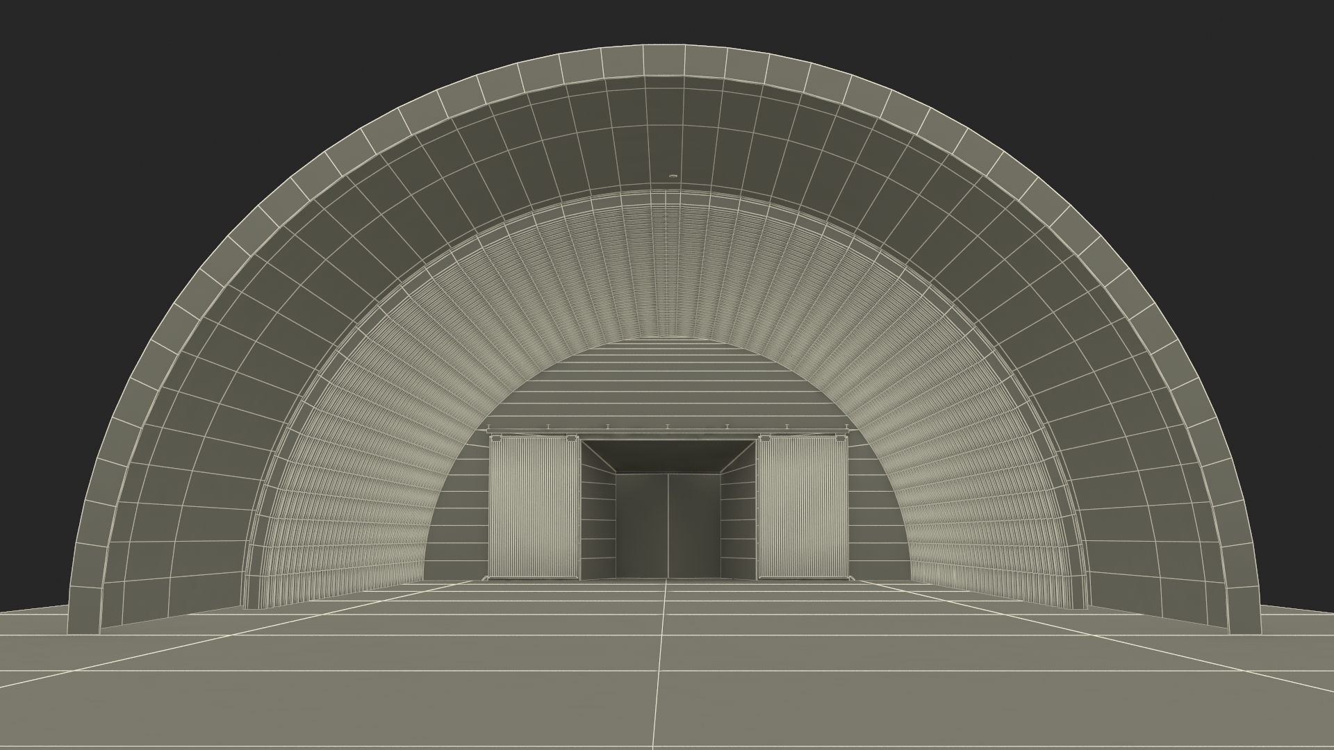 3D Empty Concrete Fighter Jet Hangar model
