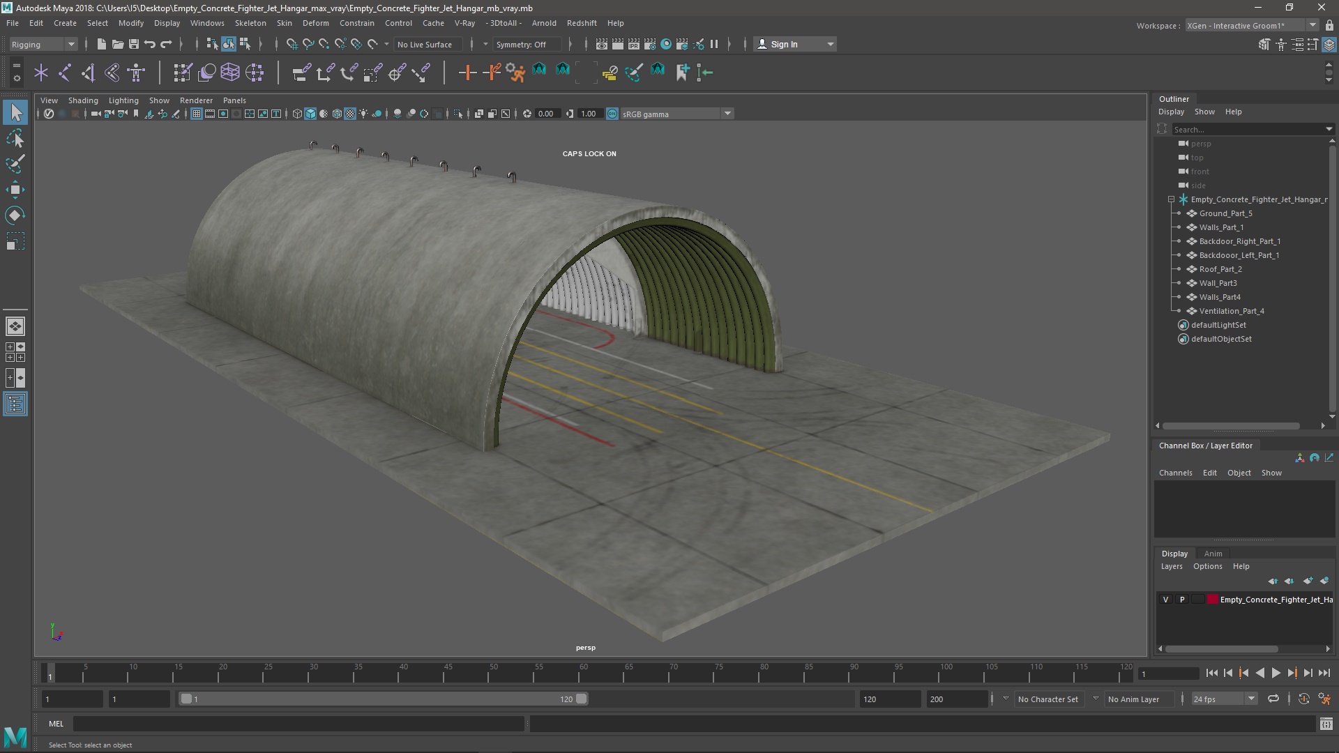 3D Empty Concrete Fighter Jet Hangar model