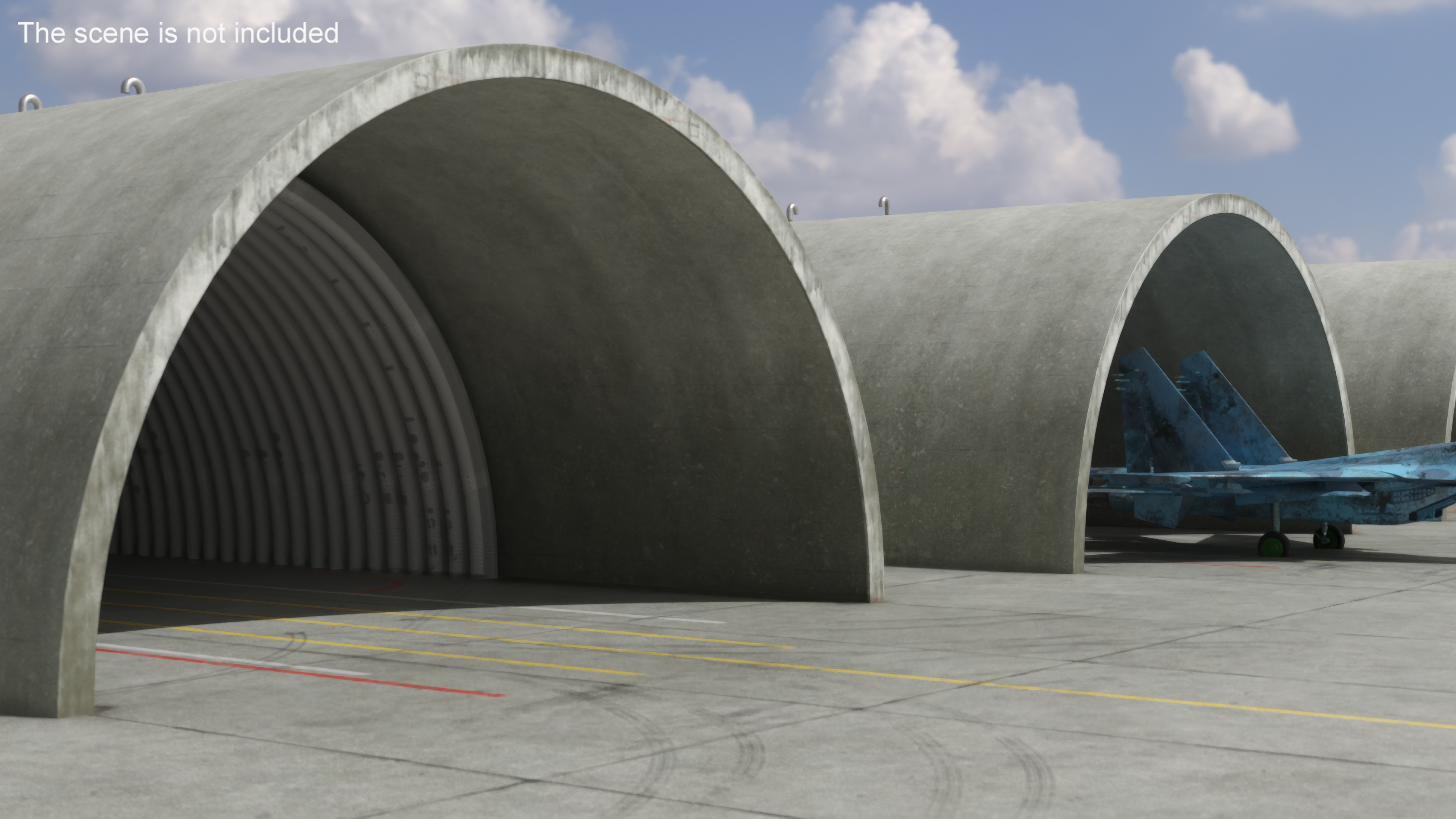 3D Empty Concrete Fighter Jet Hangar model