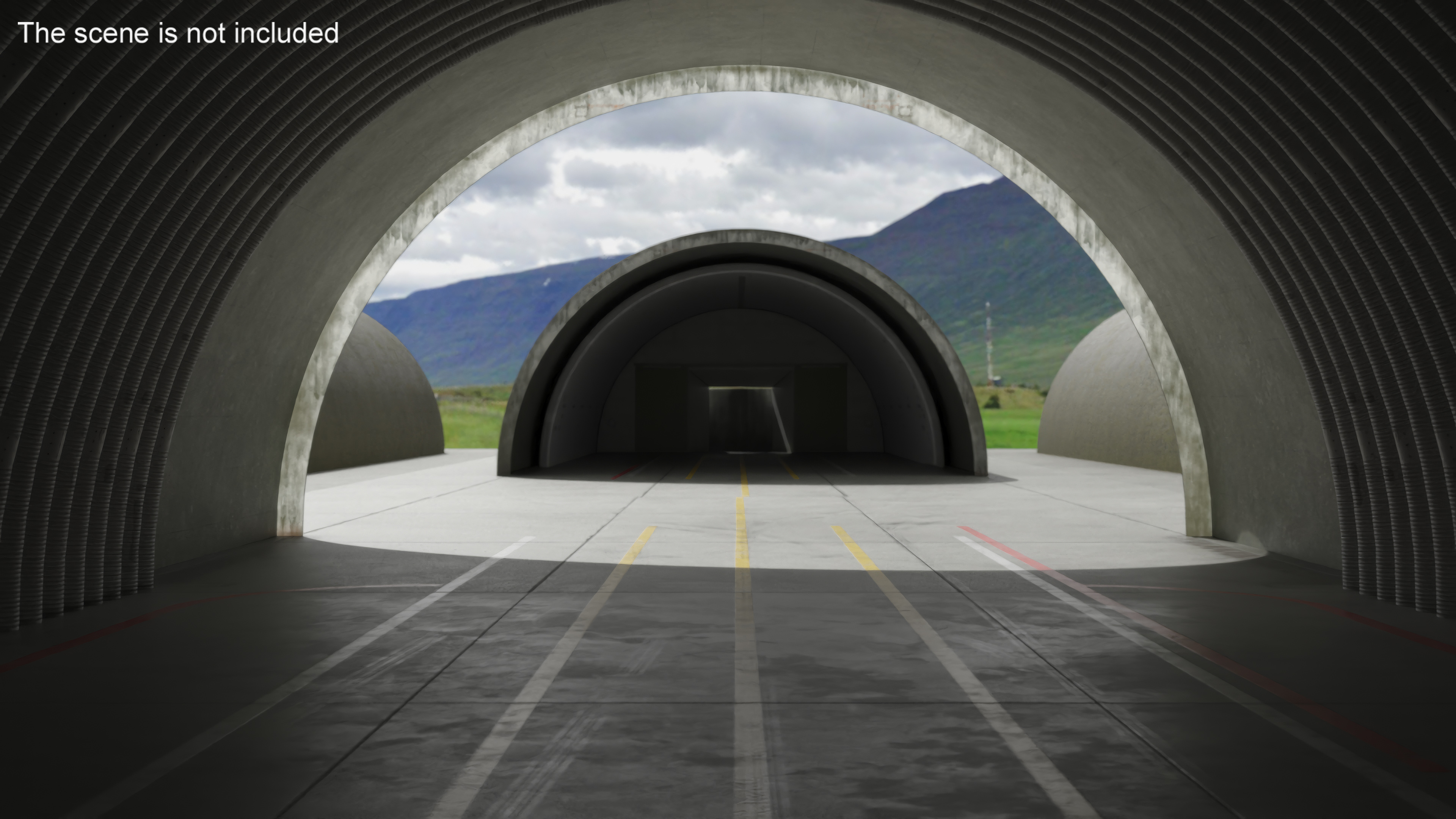 3D Empty Concrete Fighter Jet Hangar model