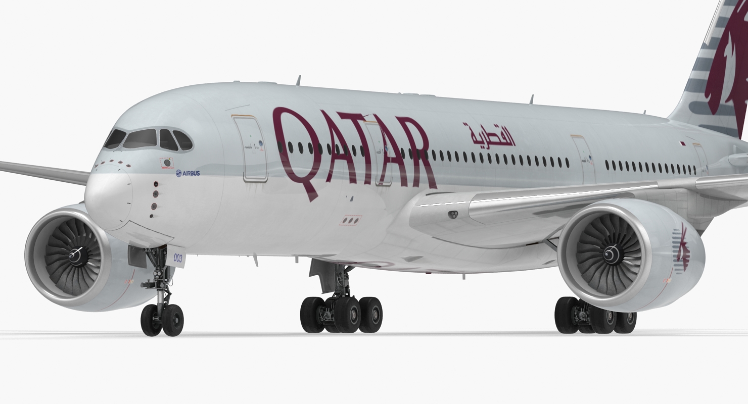 3D Airbus A350 800 Qatar Rigged model