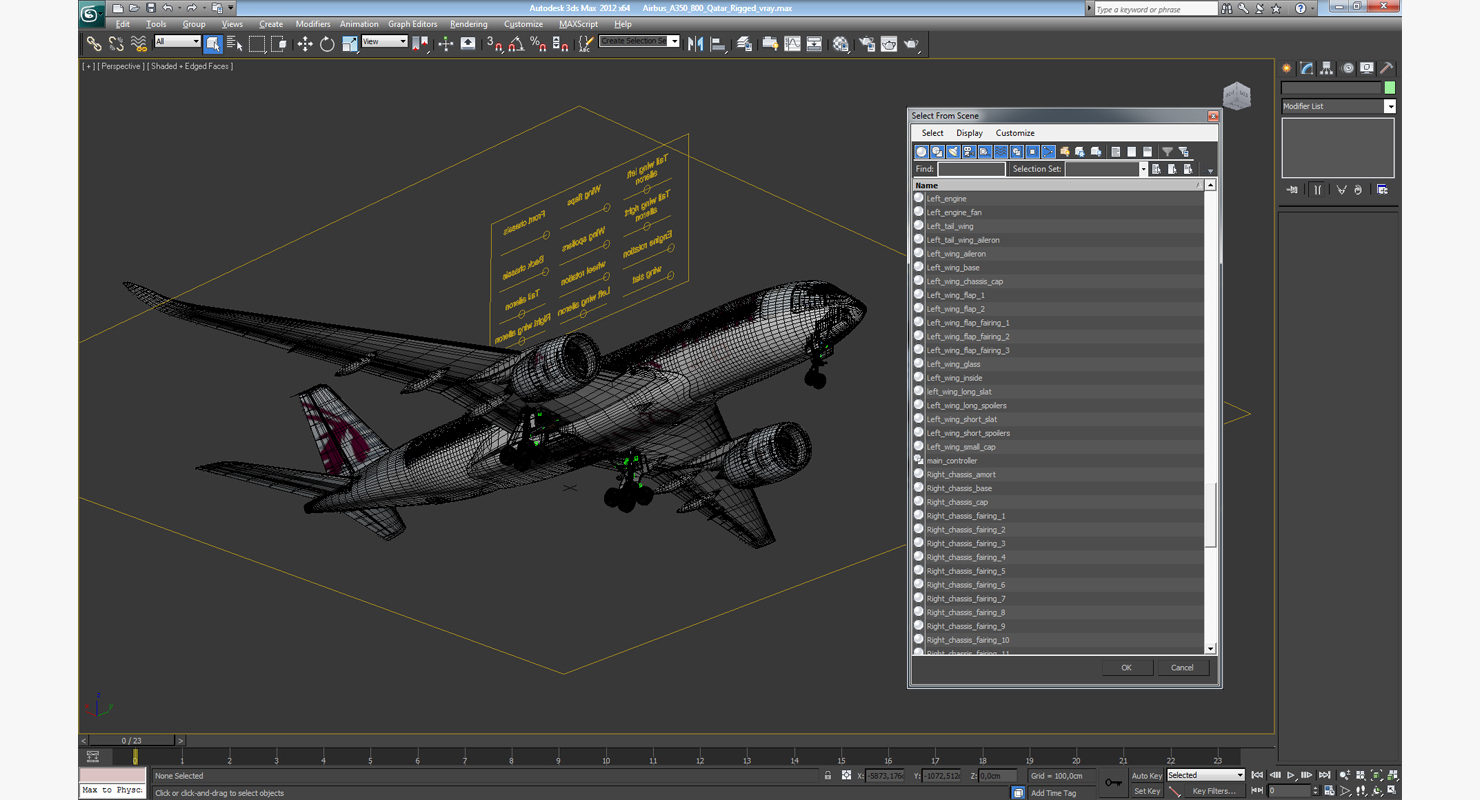 3D Airbus A350 800 Qatar Rigged model