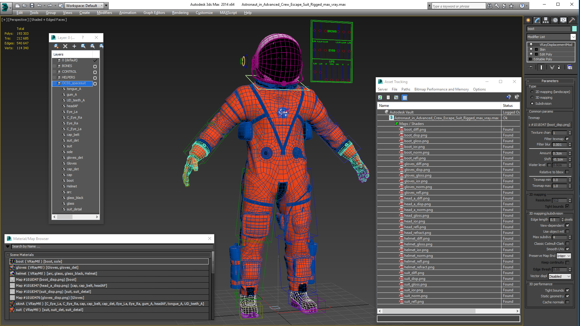 3D model Astronaut in Advanced Crew Escape Suit Rigged