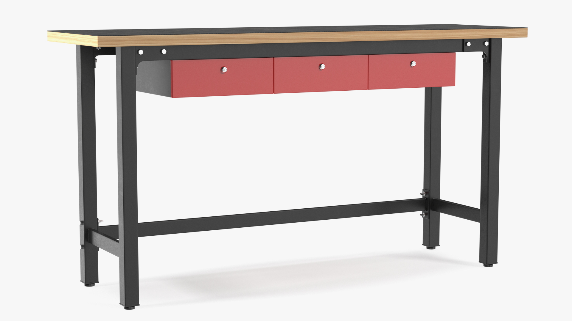 3D Red Wood Work Garage Bench