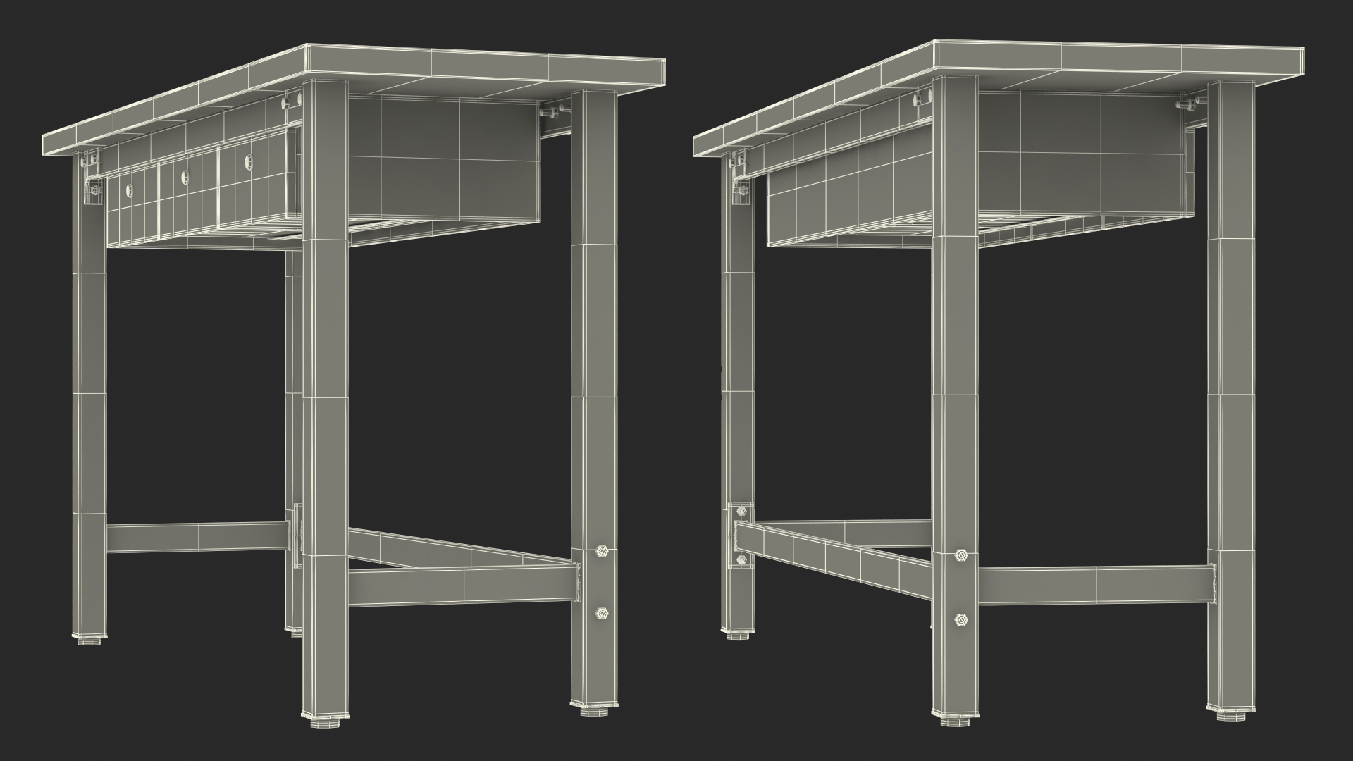 3D Red Wood Work Garage Bench