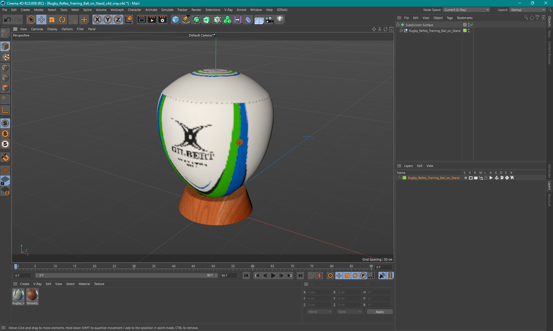 3D model Rugby Reflex Training Ball on Stand
