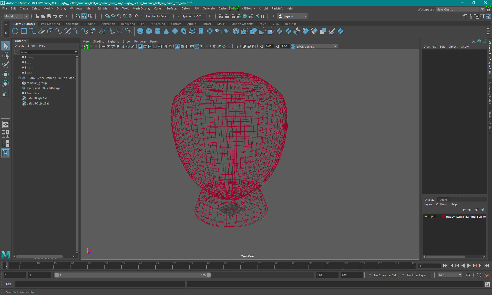 3D model Rugby Reflex Training Ball on Stand