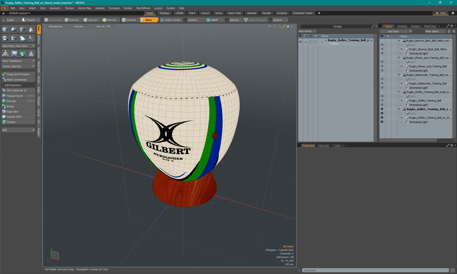 3D model Rugby Reflex Training Ball on Stand