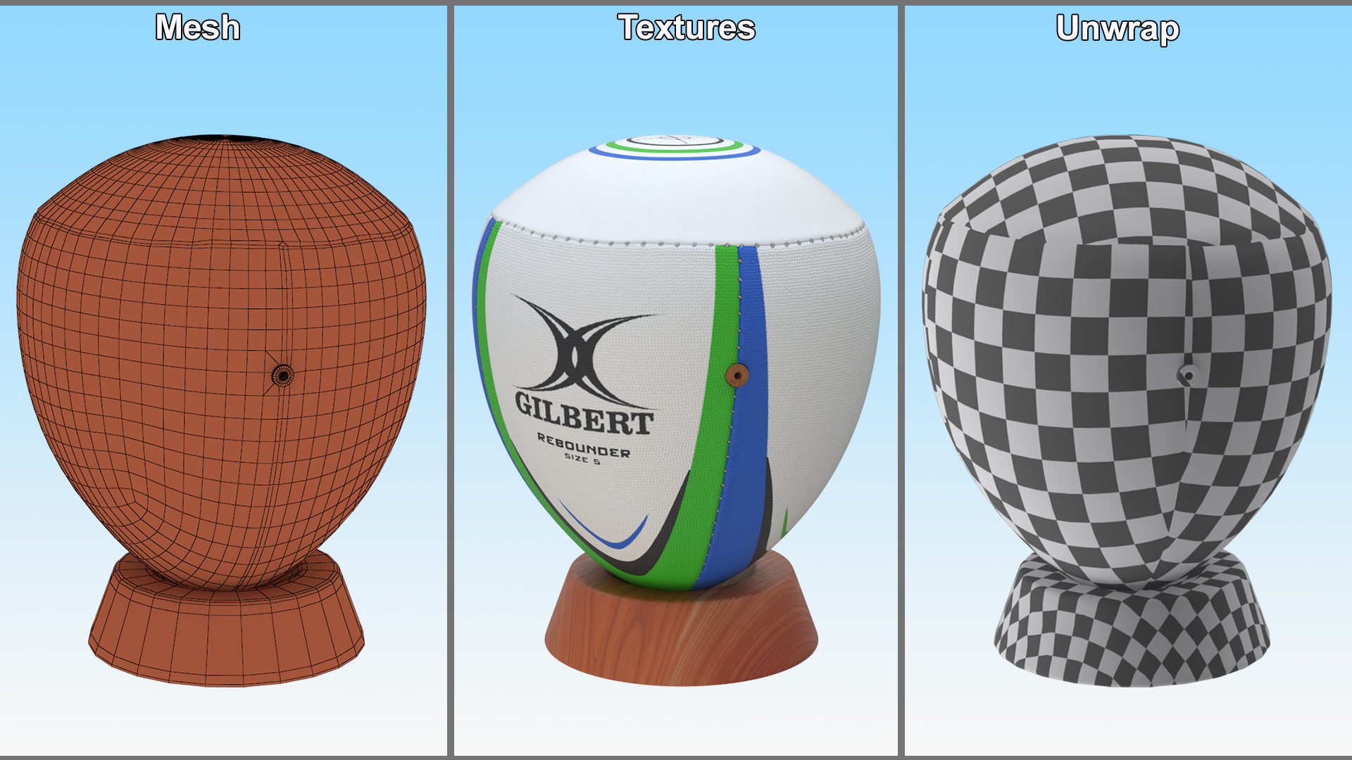 3D model Rugby Reflex Training Ball on Stand