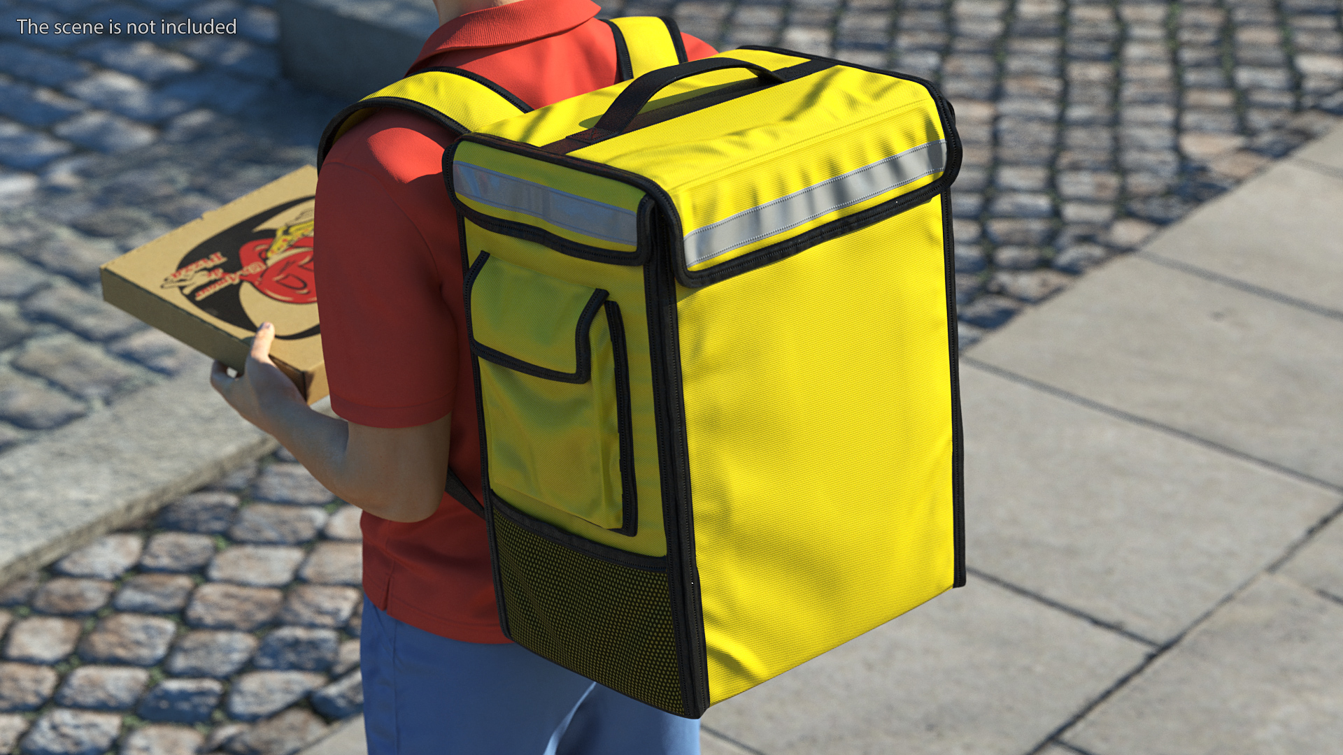 3D Food Delivery Man with Pizza Box Fur