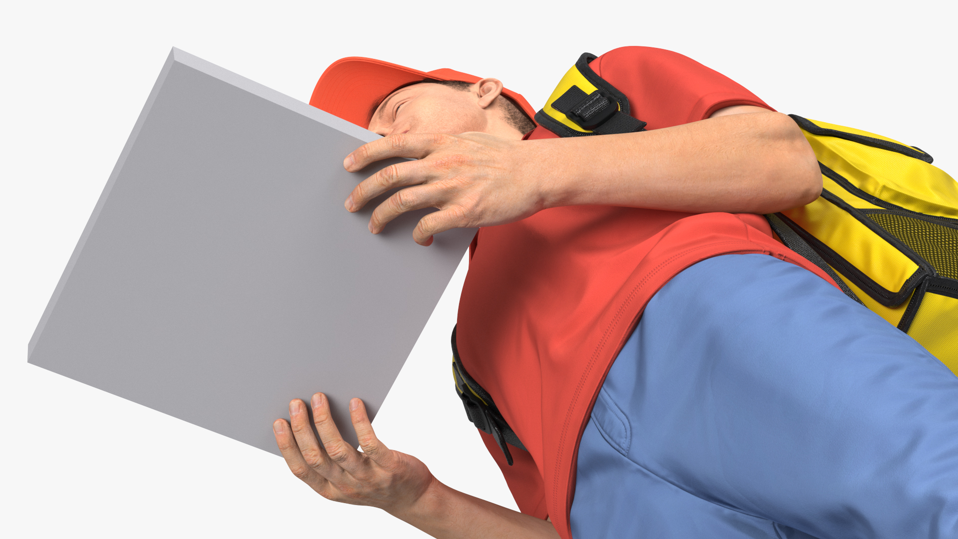 3D Food Delivery Man with Pizza Box Fur