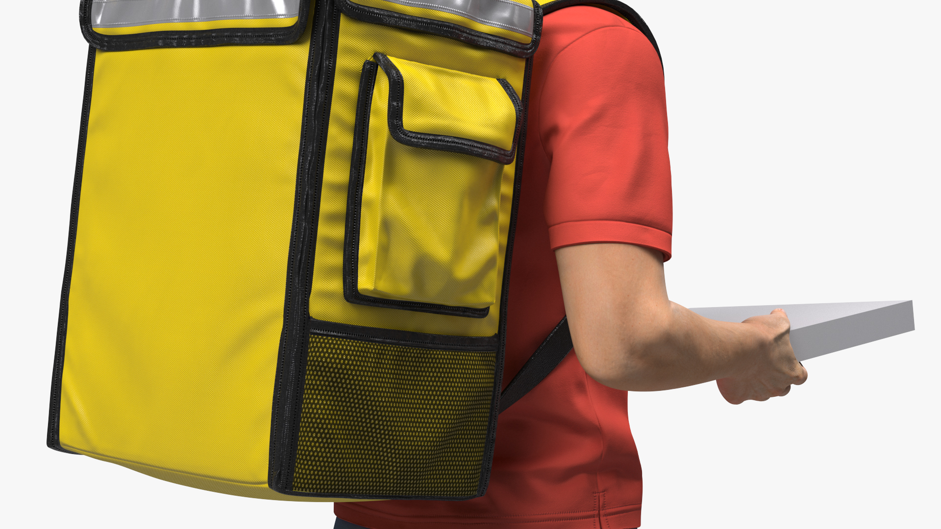 3D Food Delivery Man with Pizza Box Fur
