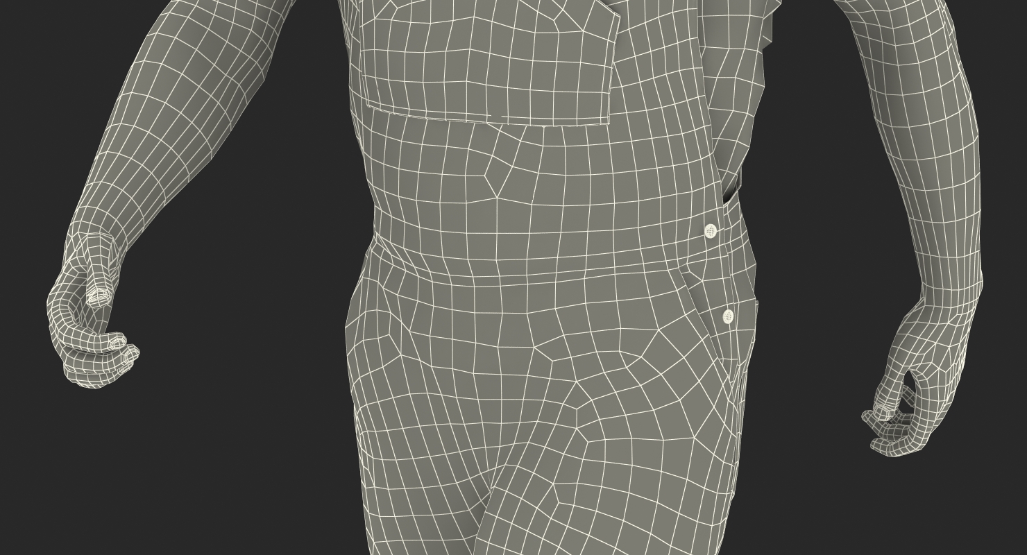 Construction Worker Black Overalls Walking Pose 3D