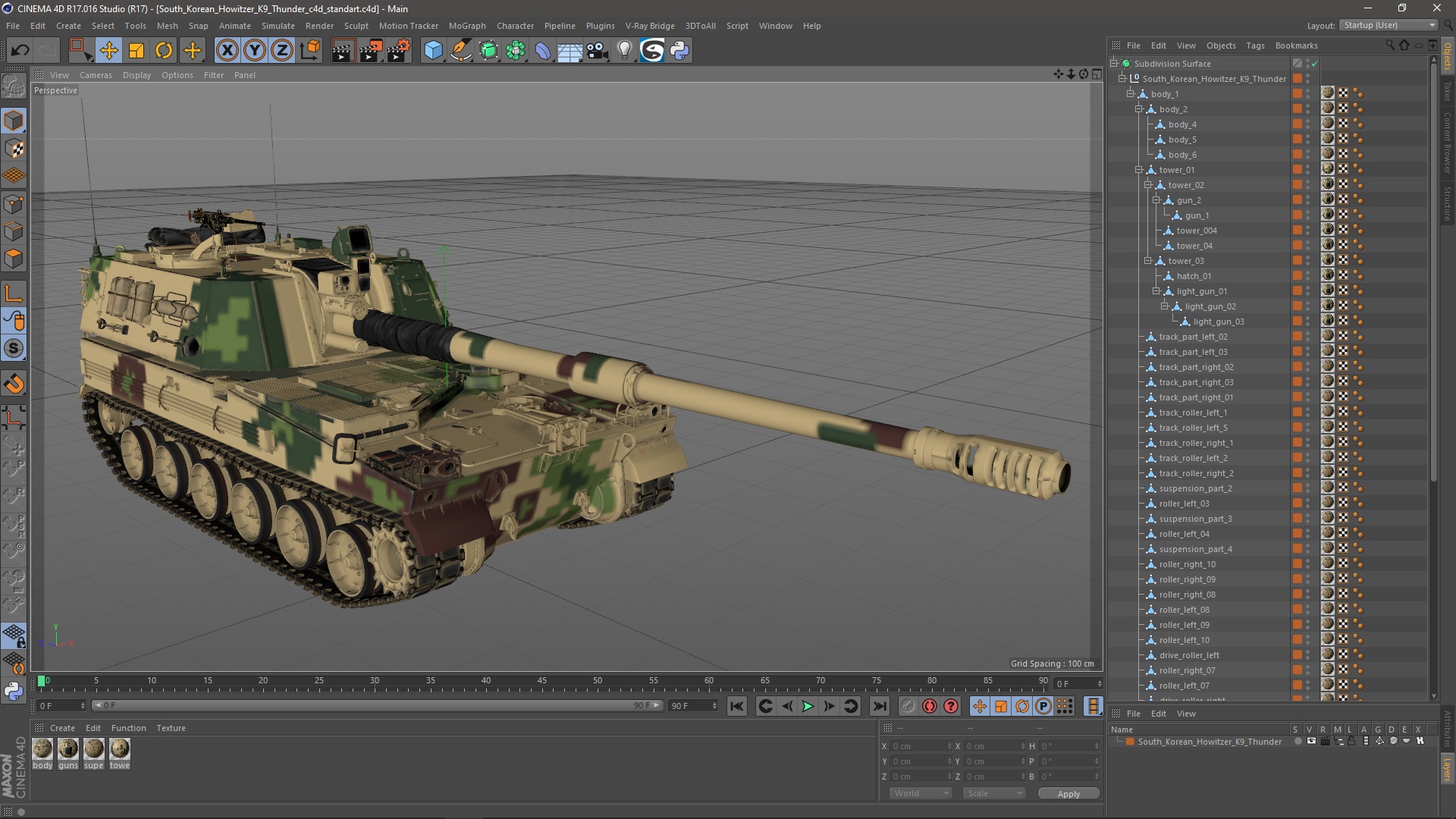 South Korean Howitzer K9 Thunder 3D
