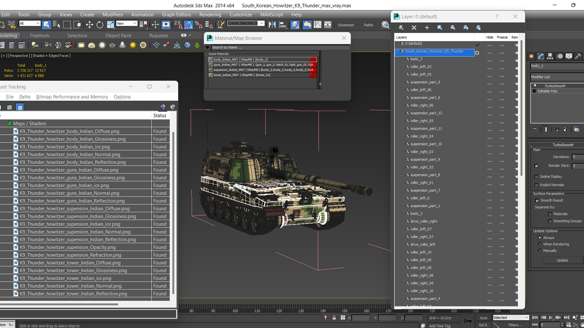South Korean Howitzer K9 Thunder 3D