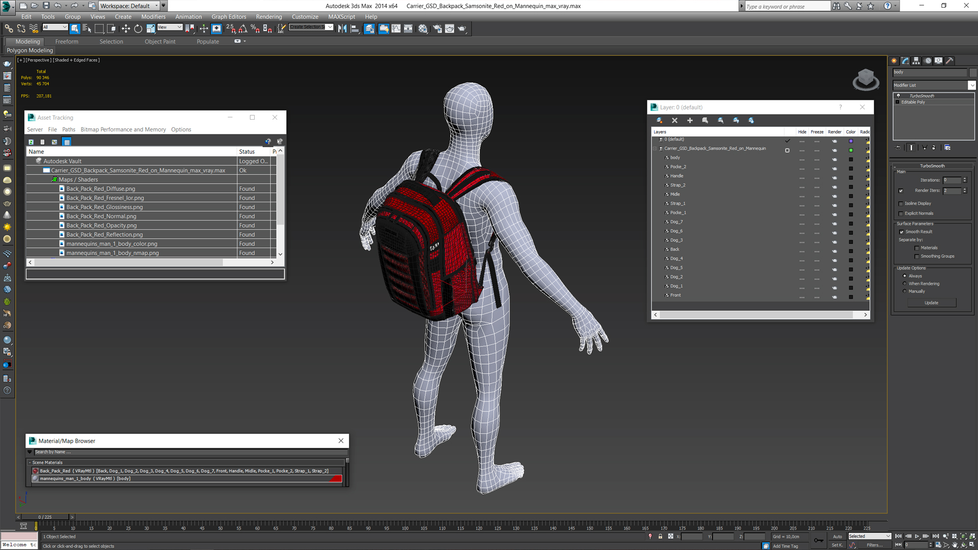 Carrier GSD Backpack Samsonite Red on Mannequin 3D