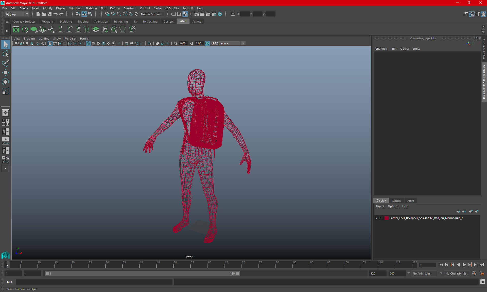 Carrier GSD Backpack Samsonite Red on Mannequin 3D