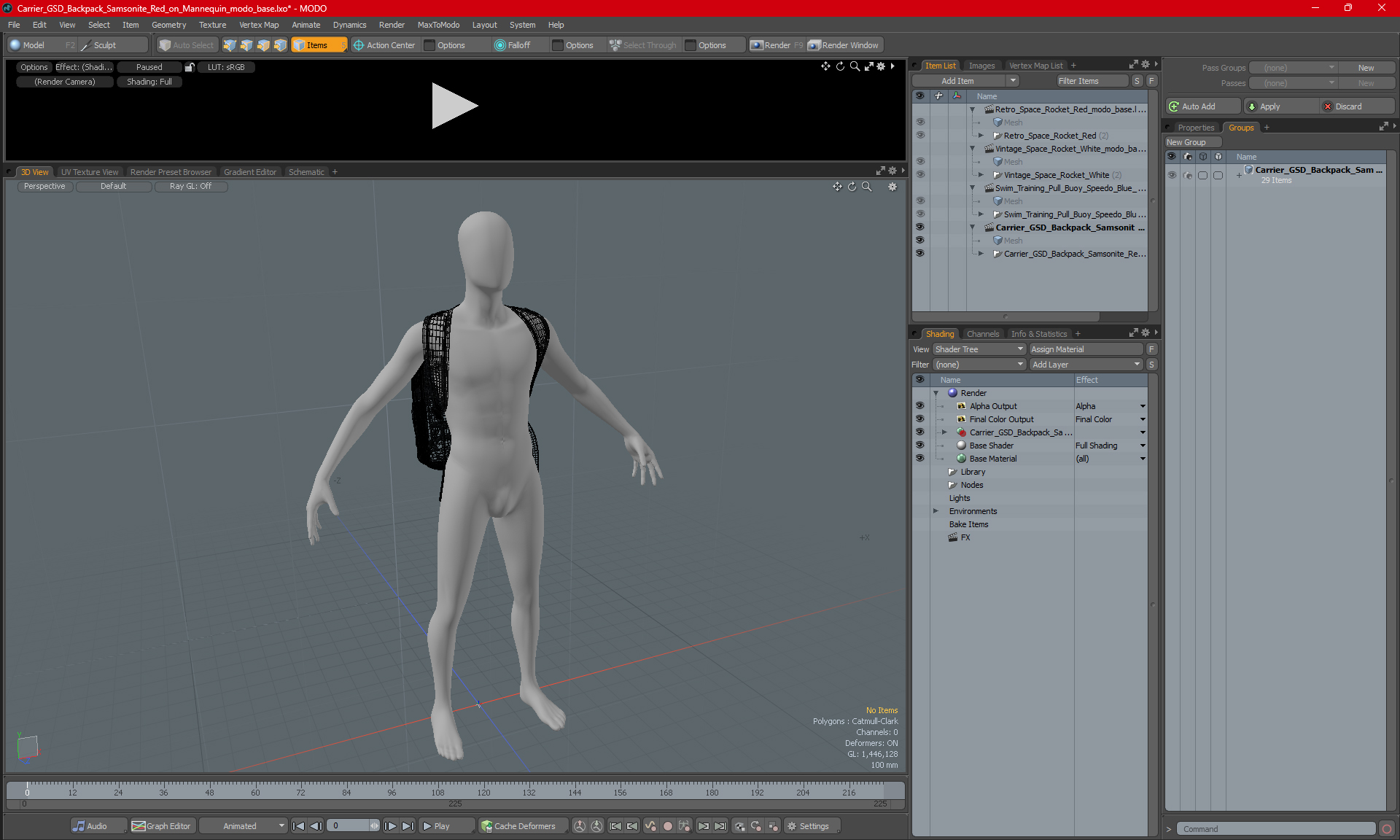 Carrier GSD Backpack Samsonite Red on Mannequin 3D