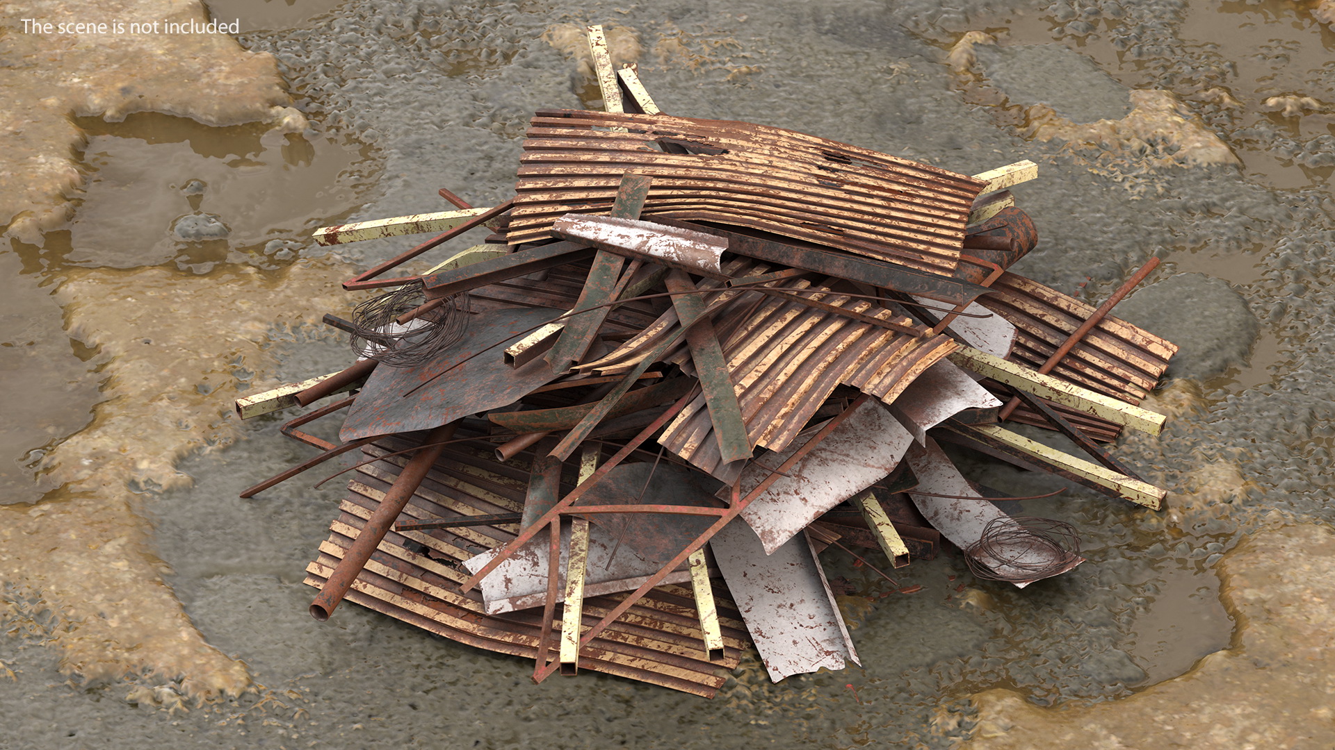 Pile of Twisted Metal and Debris 3D