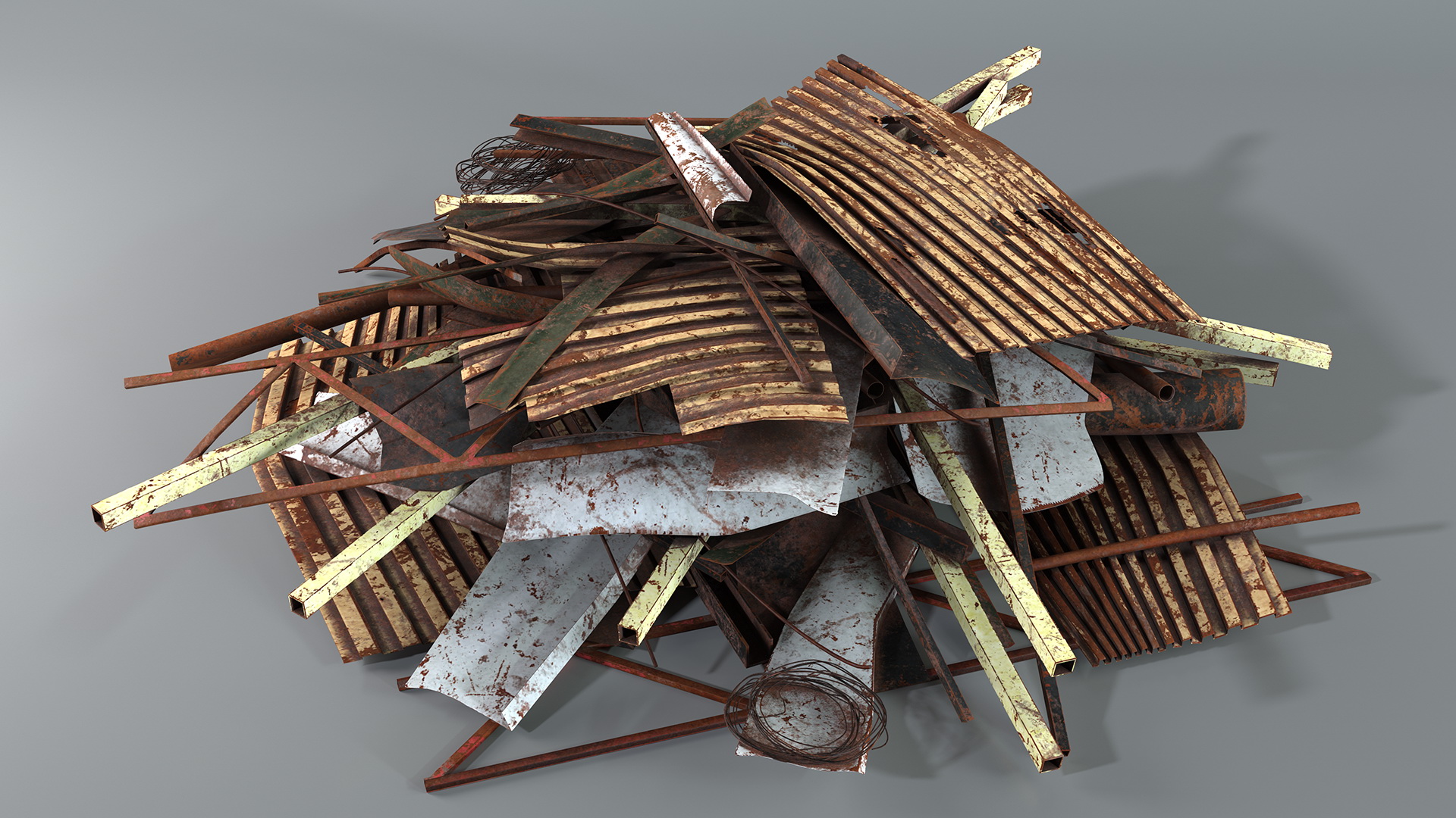 Pile of Twisted Metal and Debris 3D