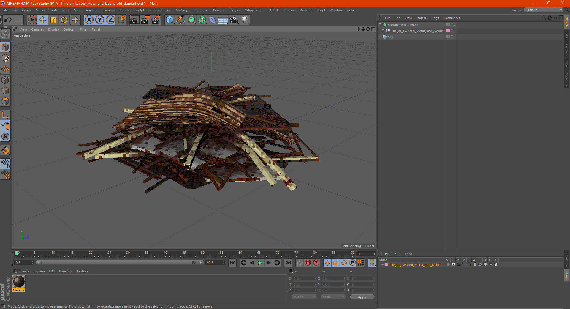 Pile of Twisted Metal and Debris 3D