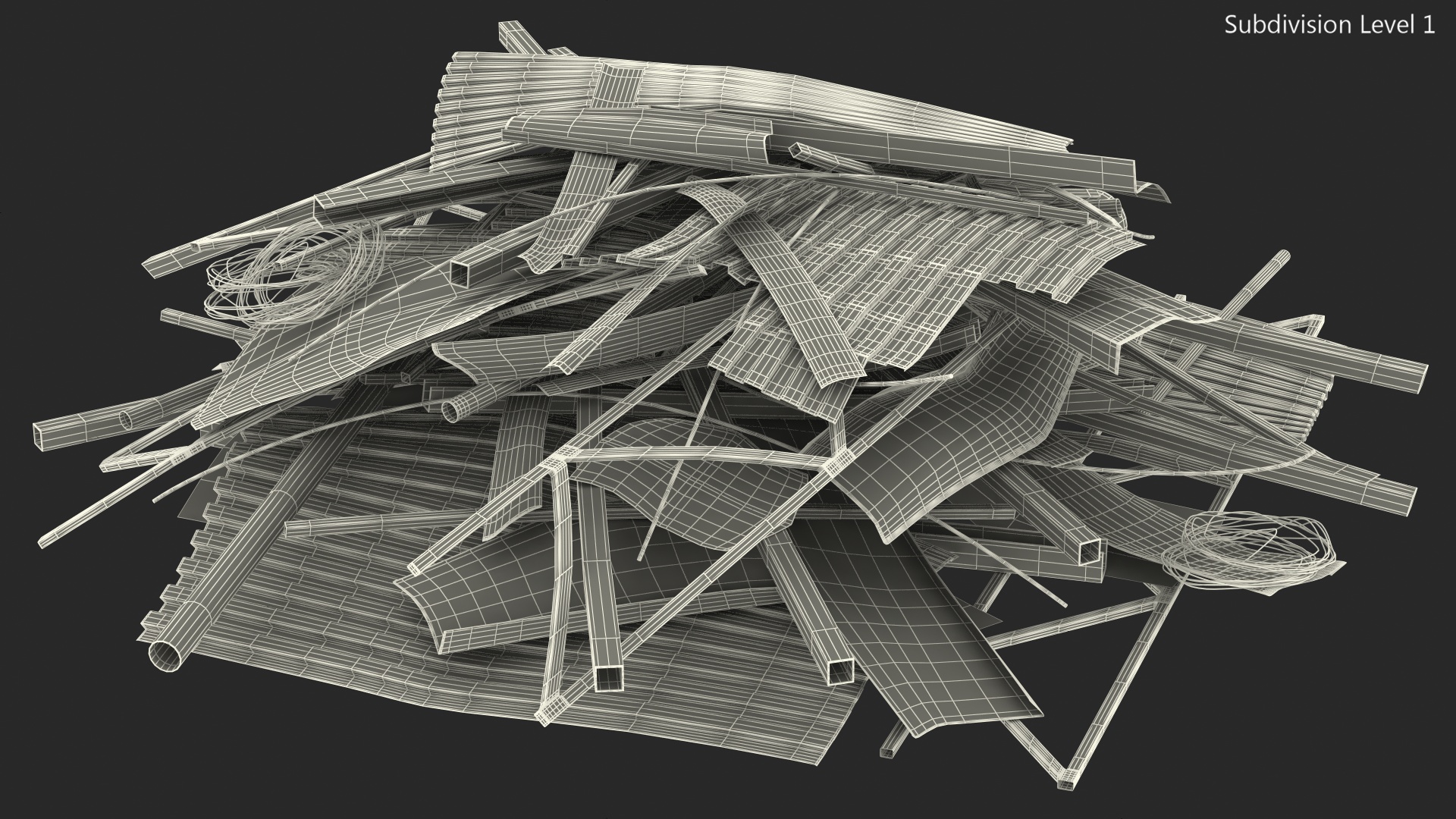 Pile of Twisted Metal and Debris 3D