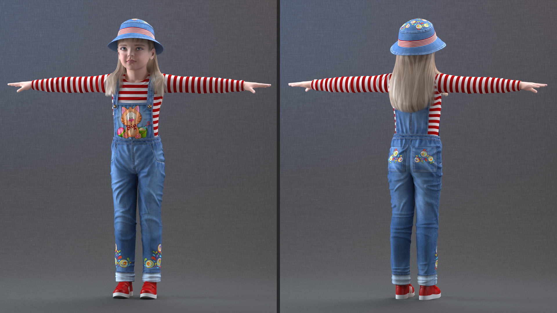 Street Style Baby Girl Rigged 3D model