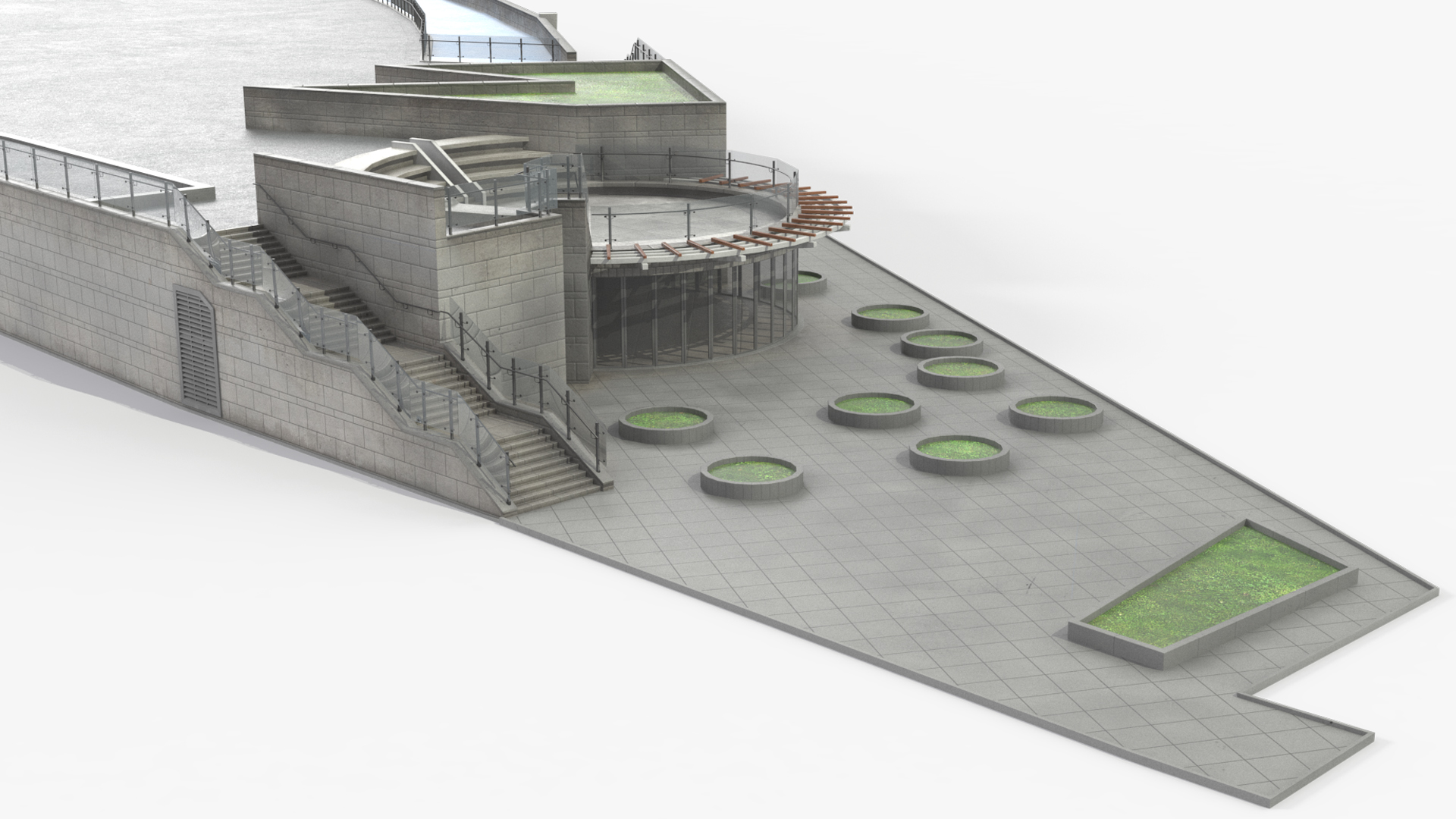 Urban Plaza Platform with Railings - view 5