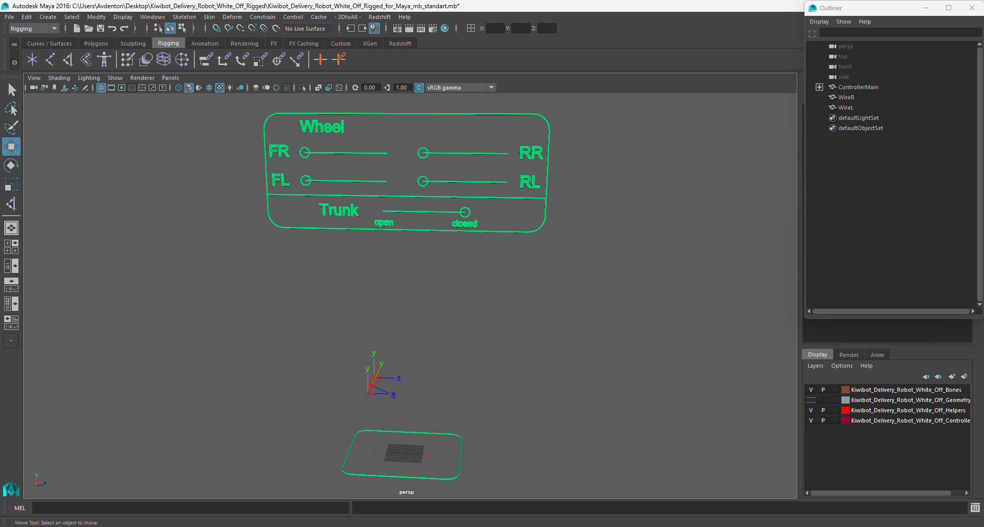 3D Kiwibot Delivery Robot White Off Rigged for Maya model