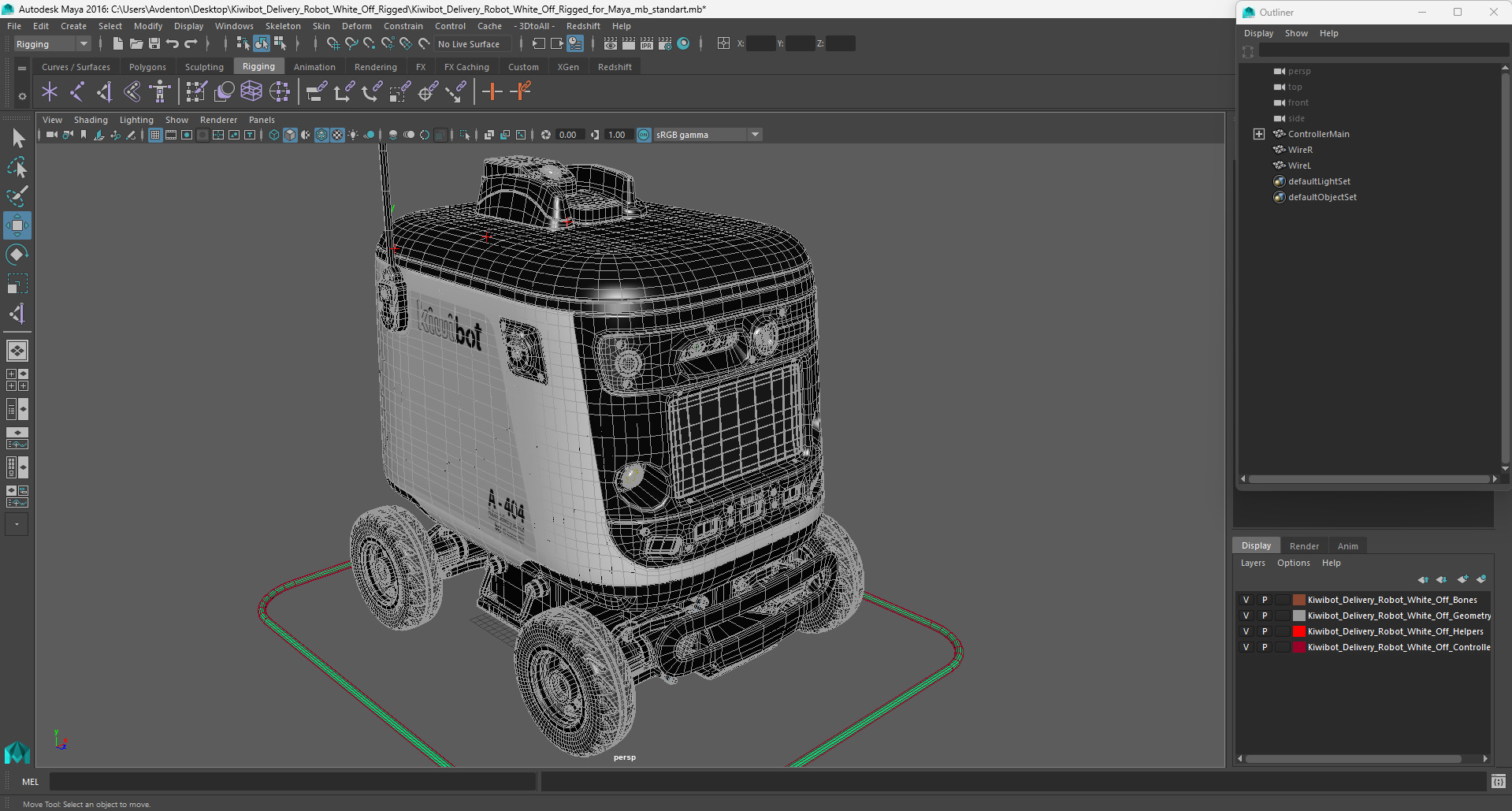 3D Kiwibot Delivery Robot White Off Rigged for Maya model