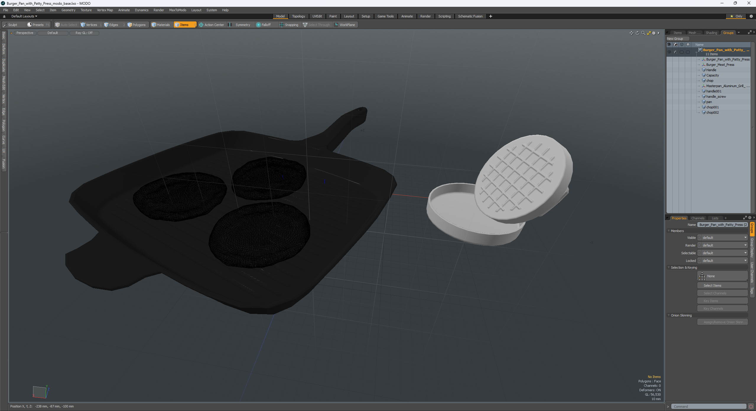 Burger Pan with Patty Press 3D