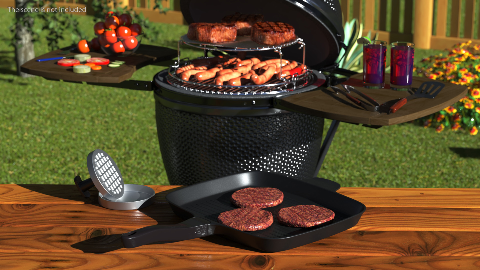 Burger Pan with Patty Press 3D