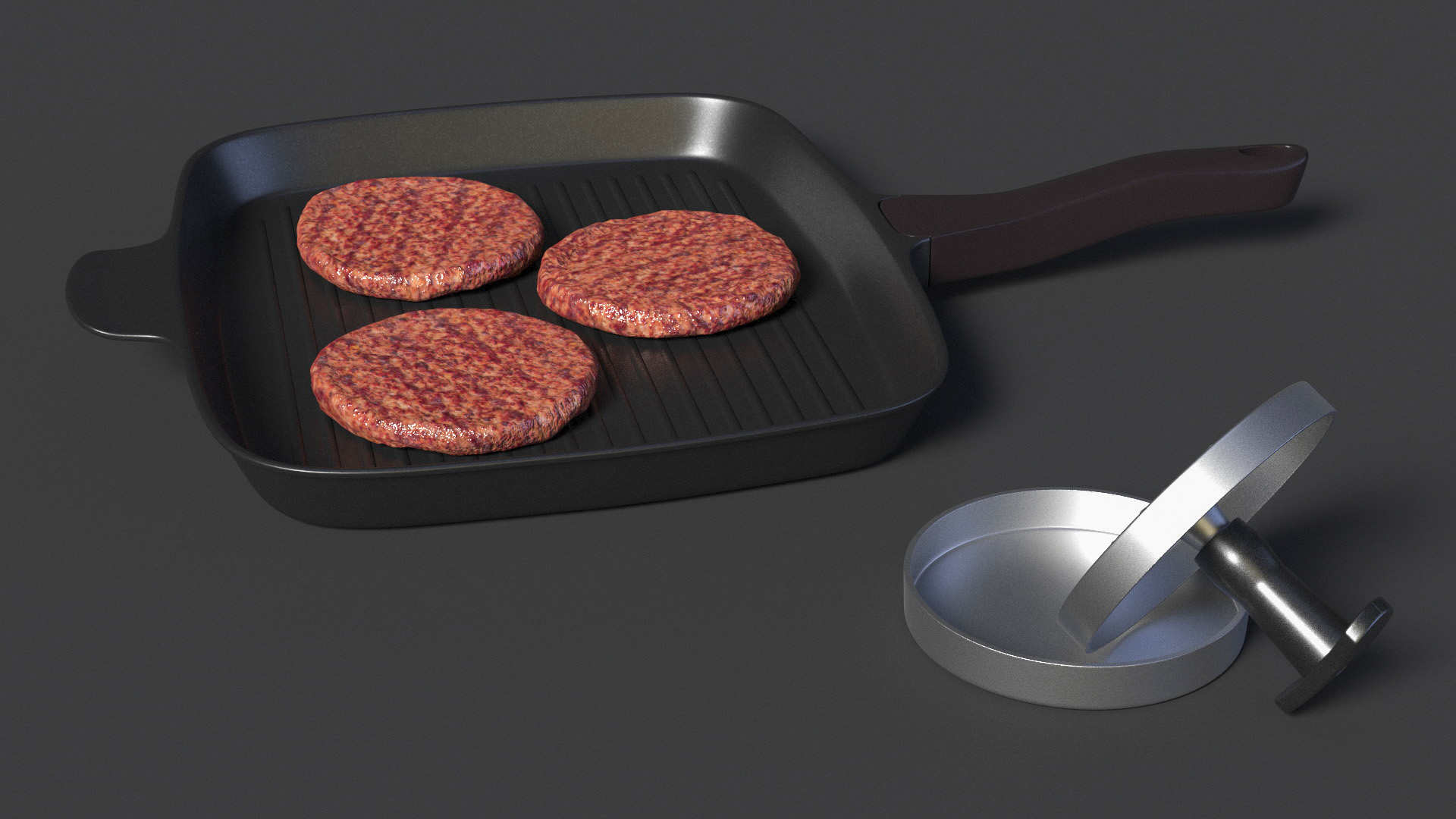 Burger Pan with Patty Press 3D