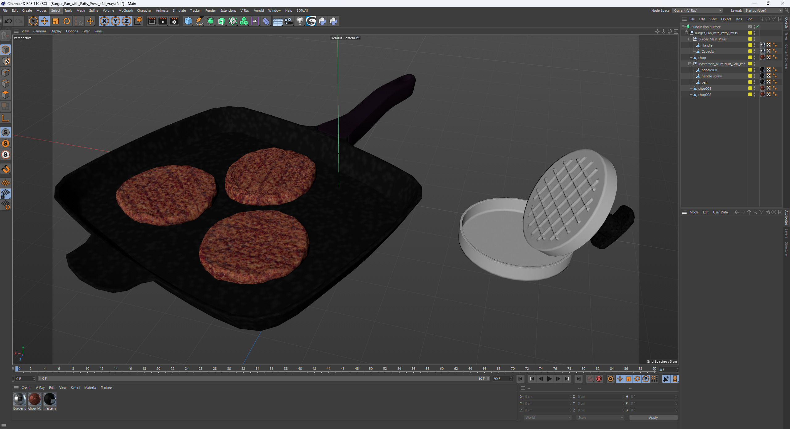 Burger Pan with Patty Press 3D
