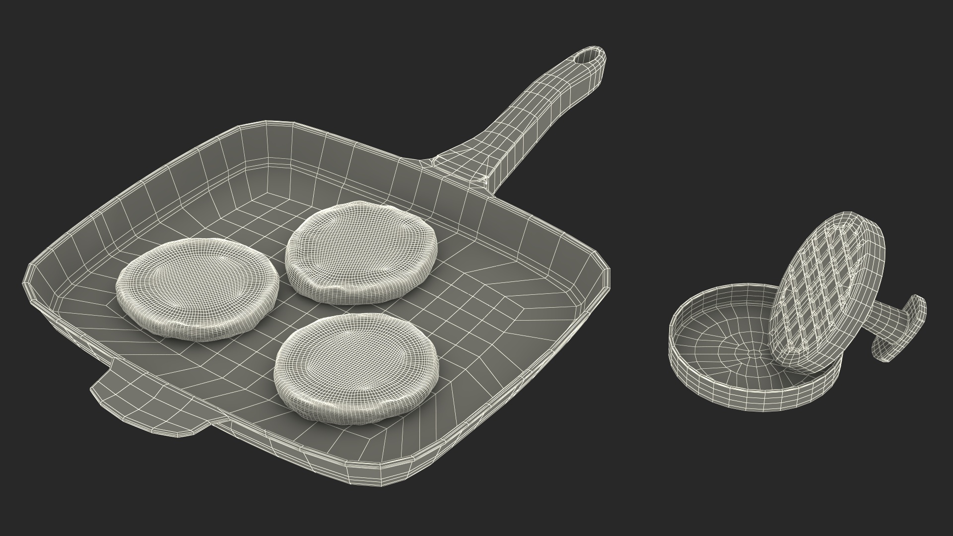 Burger Pan with Patty Press 3D