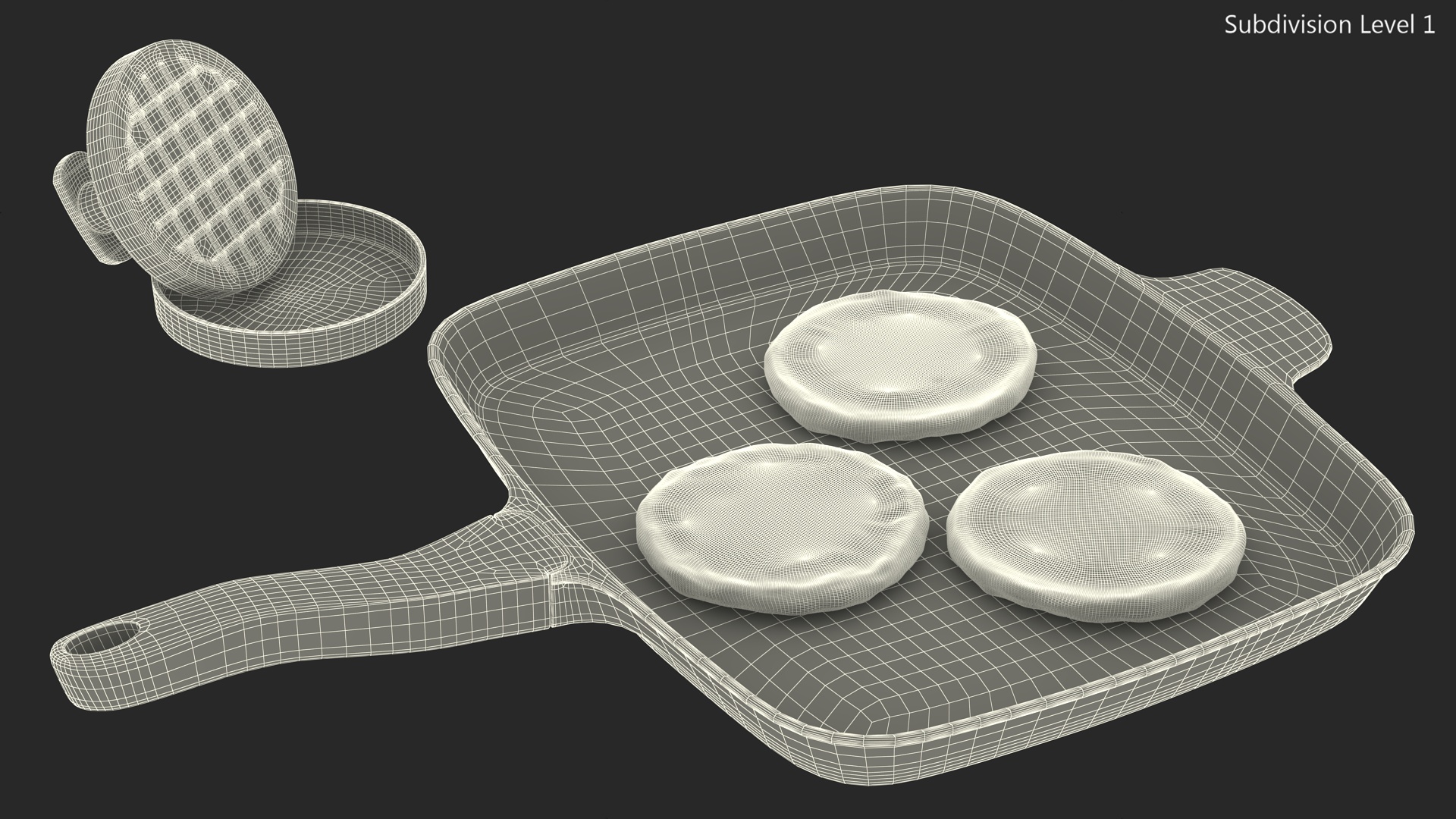 Burger Pan with Patty Press 3D
