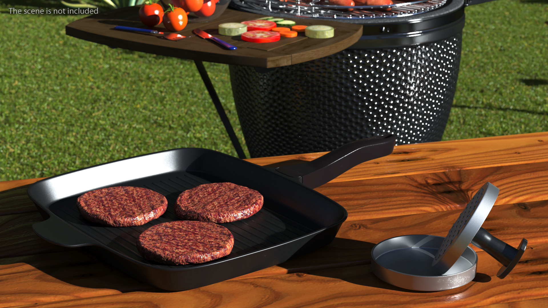 Burger Pan with Patty Press 3D